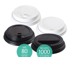 Paper Cup Lids 9 oz, 80 mm — Black, White & Clear