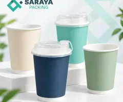 كوب ورقي دبل ملون 12 أونص بطباعة حسب الطلب
