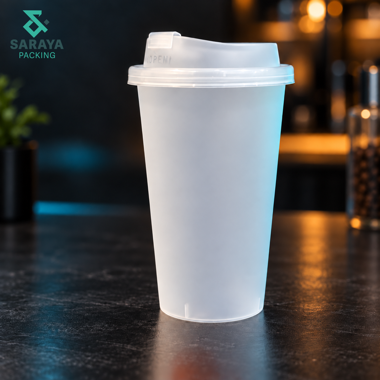 كوب بلاستيك  PP  ثلجي 16 أونص 500 مل غطاء 90 مم